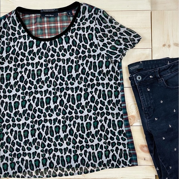Scotch & Soda Tops - Maison Scotch Punk Radar Sheer Mixed Print Shirt